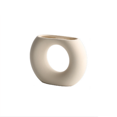 BLISS VIE NORDIC CERAMIC VASE-DONUT-KHAKI