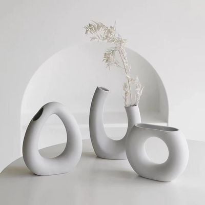 BLISS VIE NORDIC CERAMIC VASE-DONUT-WHITE