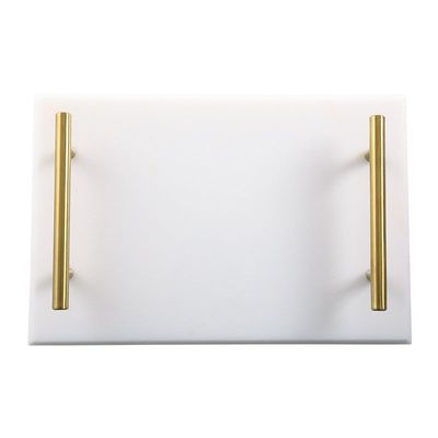 BLISS VIE MARBLE TRAY WITH GOLD HANDLES-BLACK