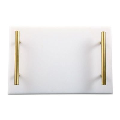 BLISS VIE MARBLE TRAY WITH GOLD HANDLES-GREEN