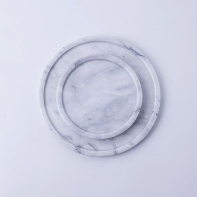 BLISS VIE ROUND MARBLE TRAY-GREY-SMALL