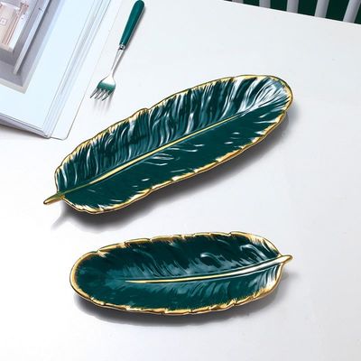 BLISS VIE CERAMIC LEAF PLATE-30CM-BLACK