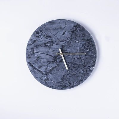 BLISS VIE ROUND MARBLE CLOCK-BLACK GREY