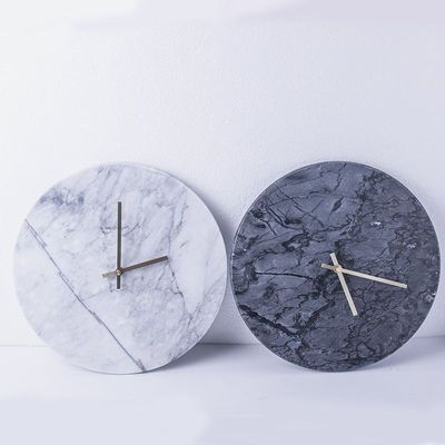 BLISS VIE ROUND MARBLE CLOCK-BLACK GREY