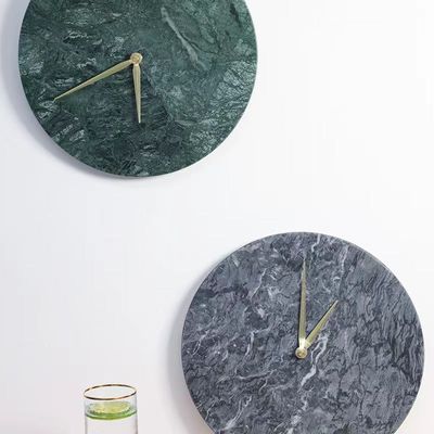 BLISS VIE ROUND MARBLE CLOCK-BLACK GREY