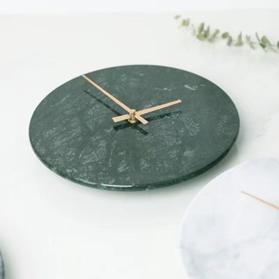 BLISS VIE ROUND MARBLE CLOCK-GREEN