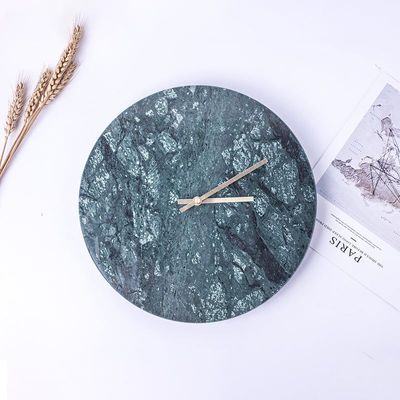 BLISS VIE ROUND MARBLE CLOCK-GREEN