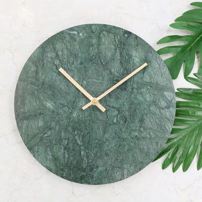 BLISS VIE ROUND MARBLE CLOCK-GREEN