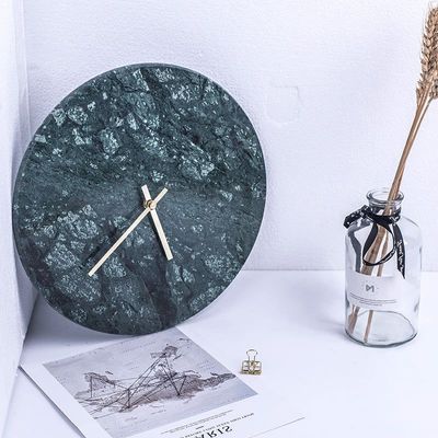 BLISS VIE ROUND MARBLE CLOCK-GREEN