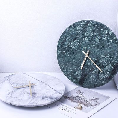 BLISS VIE ROUND MARBLE CLOCK-GREEN