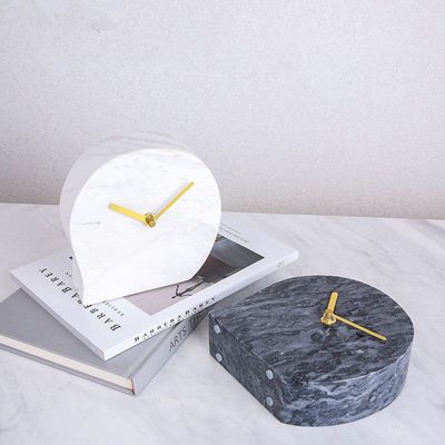 BLISS VIE TABLE MARBLE CLOCK-WHITE