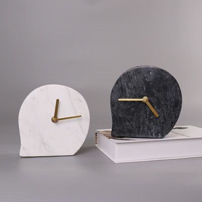 BLISS VIE TABLE MARBLE CLOCK-WHITE