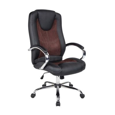  Office Chair Computer Desk Chair PU Leather Steel Structure Smooth lumbar support with adjustable Height BLACK/BROWN