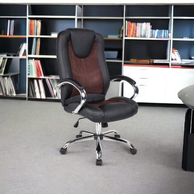  Office Chair Computer Desk Chair PU Leather Steel Structure Smooth lumbar support with adjustable Height BLACK/BROWN
