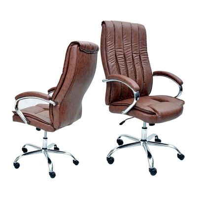 Office Chair With High Back Large Seat And Desk Chair Tilt Function Executive Swivel Computer Chair Pu BROWN