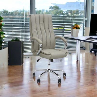 Office Chair With High Back Large Seat And Desk Chair Tilt Function Executive Swivel Computer Chair PU GREY
