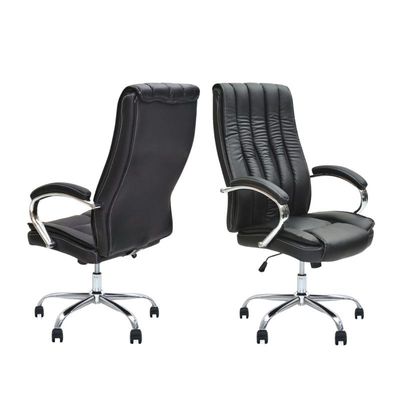 Office Chair With High Back Large Seat And Desk Chair Tilt Function Executive Swivel Computer Chair Pu BLACK