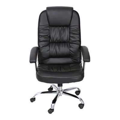 Office Chair High Back Computer Chair Desk Chair, PU Leather Adjustable Height Modern Executive Swivel Task Chair with Padded Armrests and Lumbar Support Black