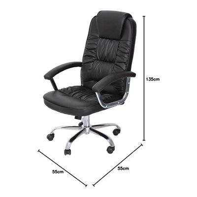 Office Chair High Back Computer Chair Desk Chair, PU Leather Adjustable Height Modern Executive Swivel Task Chair with Padded Armrests and Lumbar Support Black