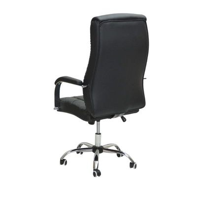 Executive Office Chair, Ergonomic Office Chair,Computer Chair, Desk Chair Contoured And Height Adjustable Leather Seat, High Back, Chrome Arms And Tilt Lock Lever, BLACK