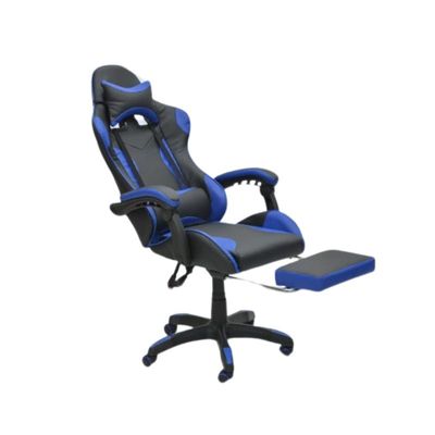 Racing Gaming Chair, Adjustable Office Chair With Footrest, Ergonomic Design, Computer Chair, Desk Chair Tilt Mechanism, Headrest, Lumbar Support, 150 Kg Weight Capacity, BLUE and BLACK