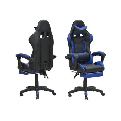 Racing Gaming Chair, Adjustable Office Chair With Footrest, Ergonomic Design, Computer Chair, Desk Chair Tilt Mechanism, Headrest, Lumbar Support, 150 Kg Weight Capacity, BLUE and BLACK