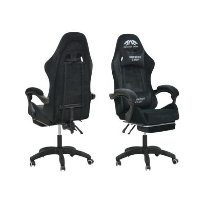 Racing Gaming Chair, Adjustable Office Chair With Footrest, Ergonomic Design, Computer Chair, Desk Chair Tilt Mechanism, Headrest, Lumbar Support, 150 Kg Weight Capacity, BLACK