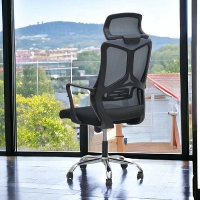 Ergonomic Office Chair with Headrest and Lumbar Support Desk Chair Computer Chair, Gaming Chair High Back Executive Swivel Chair, Grey