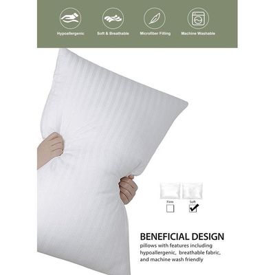 Comfortable Stripe Hotel Style Pillow Microfiber 50x70cm Made in Uae