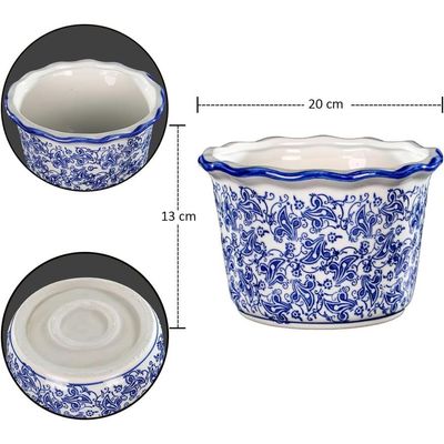 Yata Blue Color Printed Ceramic Vases | Home Decor Vases for Flower Arrangements | Decorative Showcase Vases (Blue1)