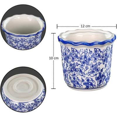 Yata Blue Color Printed Ceramic Vases | Home Decor Vases for Flower Arrangements | Decorative Showcase Vases (Blue3)