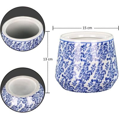 Yatai Ceramic Vases for Flower Filling and Arrangements | Ceramic Modern Printed Vases | Show Case Vases | Home Dining Table Bedroom Office Decoration Vases (blue1)