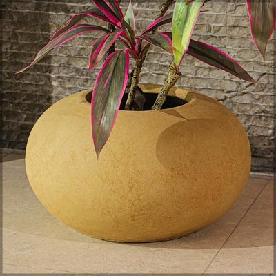 Yatai Brown Round Concrete Vase for indoor and Outdor Uses | Round Shape Modern Vases | Flowers or Succulant Pots (Brown 1)