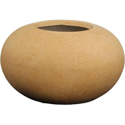 Yatai Brown Round Concrete Vase for indoor and Outdor Uses | Round Shape Modern Vases | Flowers or Succulant Pots (Brown 1)