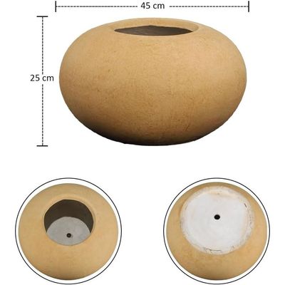 Yatai Brown Round Concrete Vase for indoor and Outdor Uses | Round Shape Modern Vases | Flowers or Succulant Pots (Brown 1)