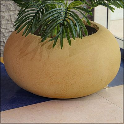 Yatai Brown Round Concrete Vase for indoor and Outdor Uses | Round Shape Modern Vases | Flowers or Succulant Pots (Brown)