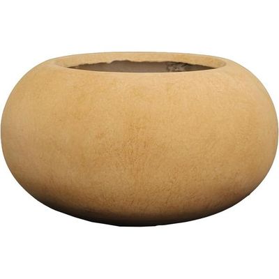 Yatai Brown Round Concrete Vase for indoor and Outdor Uses | Round Shape Modern Vases | Flowers or Succulant Pots (Brown)