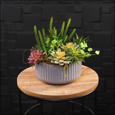 Yatai Flower Arrangement Vases with Elegant Contemporary Style | Mixed Colors Ceramic and Plastic Vases for Beautifull Flower Arrangements | Showcase Vases (3, Grey)