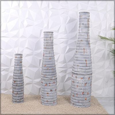 Yatai Metal Vases Set of 3 for Flower Arrangements | Indoor and Outdoor Decoration Metal Vases | Vintage Look Vases