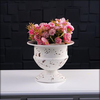 Yatai Decorative Table-top Metal Vases for Home Wedding Hotel Decorations | Metal Vases for Flower Arrangements and Decorations (White6)