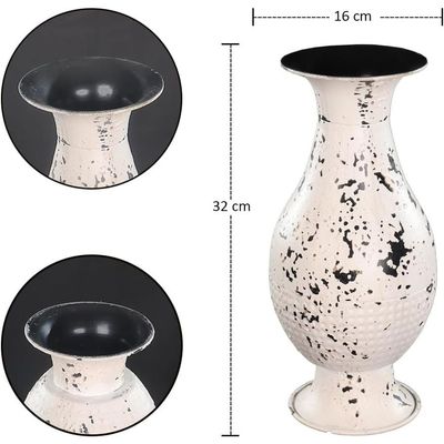 Yatai Vintage Look Metal Vases for Home Wedding Decorations - Metal Vases for Flower Arrangement and Balcony Livingroom Decorations (White1)
