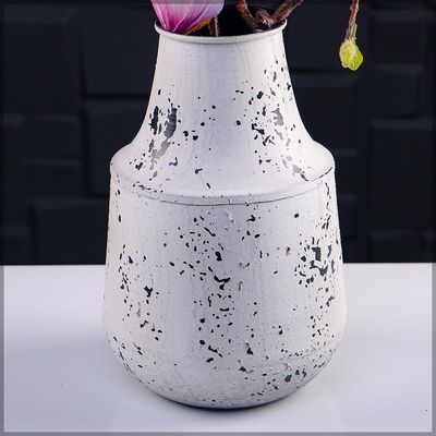 Yatai Decorative Table-top Metal Vases for Home Wedding Hotel Decorations | Metal Vases for Flower Arrangements and Decorations (White2)