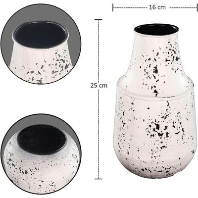 Yatai Decorative Table-top Metal Vases for Home Wedding Hotel Decorations | Metal Vases for Flower Arrangements and Decorations (White2)