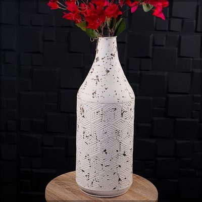Yatai Vintage Look Metal Vases for Home Wedding Decorations - Metal Vases for Flower Arrangement and Balcony Livingroom Decorations (White2)