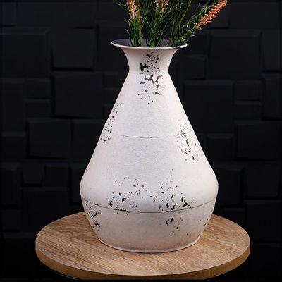 Yatai Vintage Look Metal Vases for Home Wedding Decorations - Metal Vases for Flower Arrangement and Balcony Livingroom Decorations (White5)