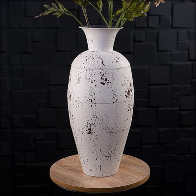 Yatai Vintage Look Metal Vases for Home Wedding Decorations - Metal Vases for Flower Arrangement and Balcony Livingroom Decorations (White4)