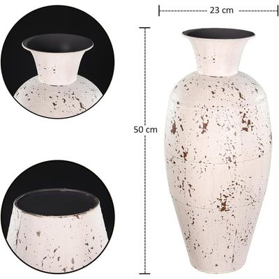 Yatai Vintage Look Metal Vases for Home Wedding Decorations - Metal Vases for Flower Arrangement and Balcony Livingroom Decorations (White4)