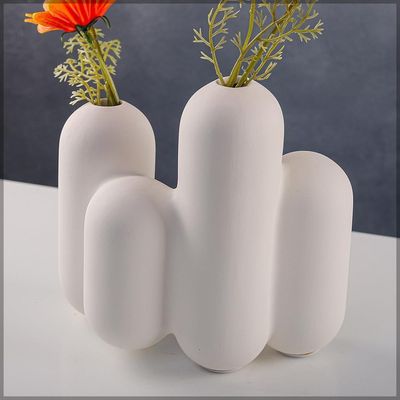Yatai White Ceramic Table Top Bubble Design Vase for Table top Decoration and Flower Filling | Show Case decoration Ceramic Vases | Modern Contemprory Style Vases (White 1)