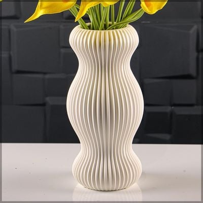 Yatai Textured Vases for Flower Arrangements, Ceramis Vases Collection for Beautiful Decorations, Off White Color Vases withou Drainage Hole (White2)