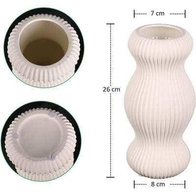 Yatai Textured Vases for Flower Arrangements, Ceramis Vases Collection for Beautiful Decorations, Off White Color Vases withou Drainage Hole (White2)